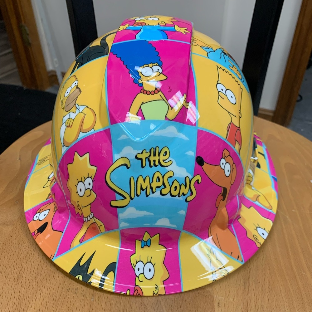 New Vented Full Brim Hard Hat Custom Hydro Dipped “HOMER,BART,MARGE”